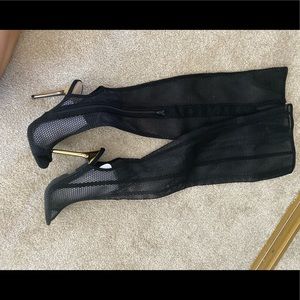 Mesh Knee High Boots